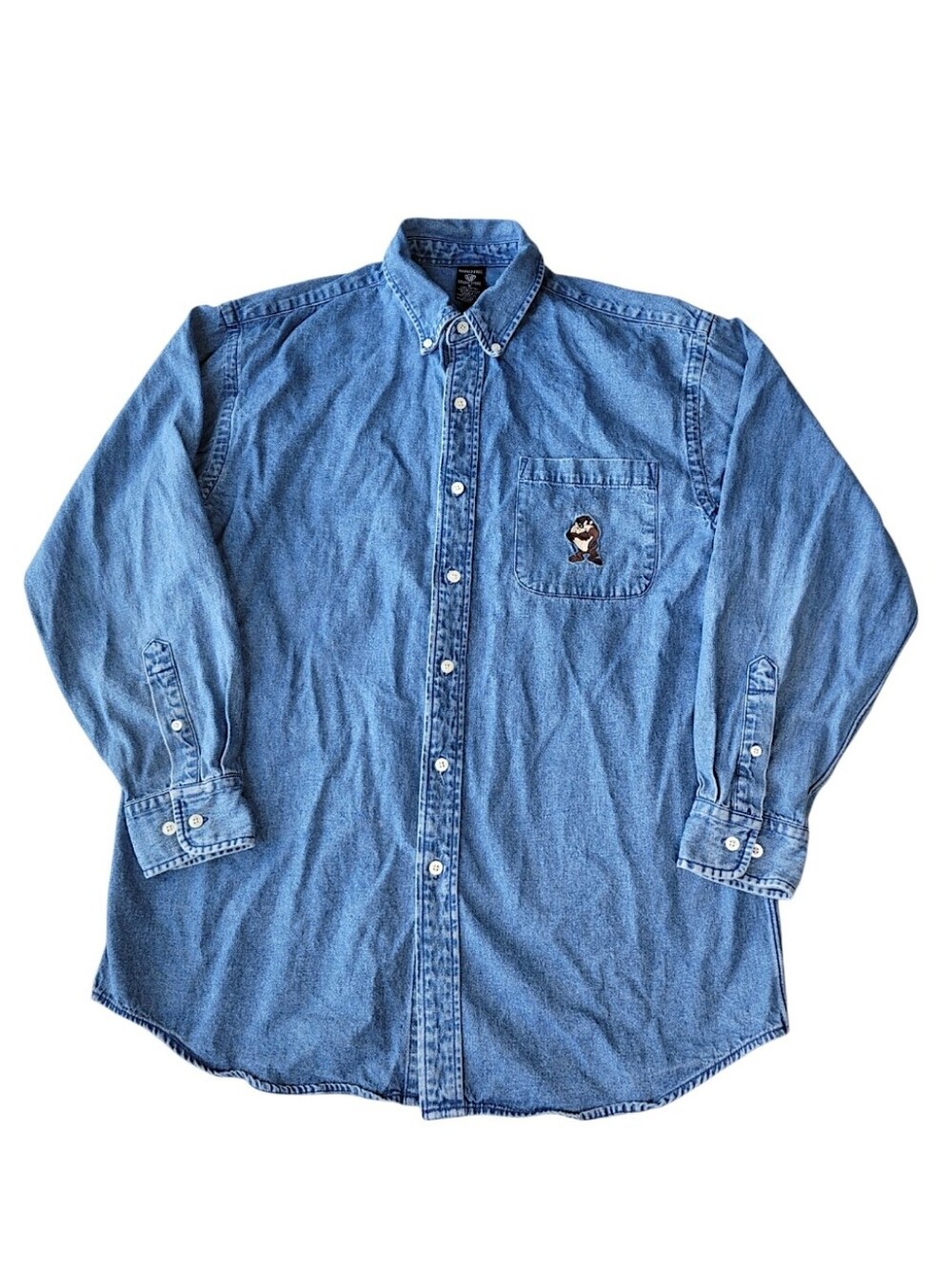 Vintage Warner Bros Studio 90s Taz Denim Button Shirt Men’s Medium